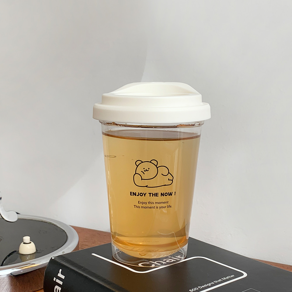 뒹굴 모모베어 투명 리유저블컵