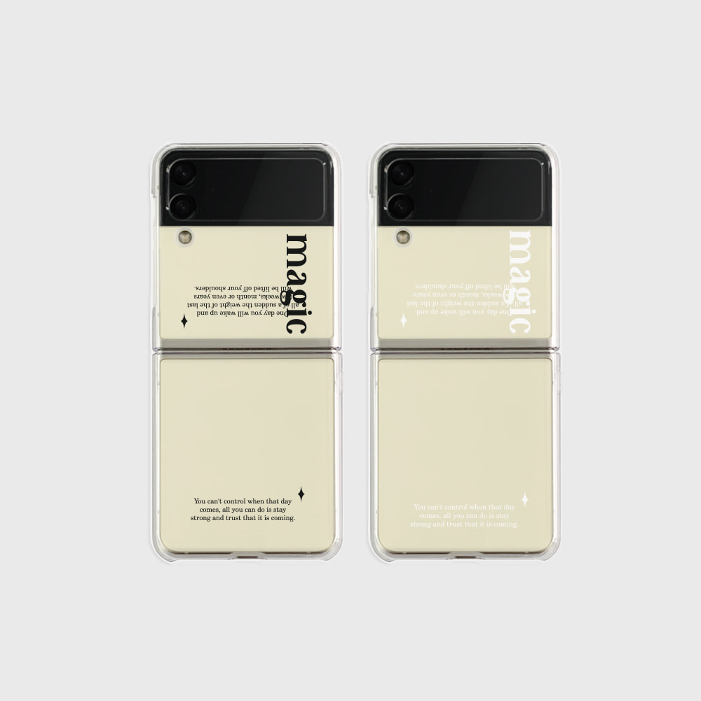 magic 레터링 디자인 [제트플립 클리어하드 폰케이스]아이폰14 13 12 미니 mini 엑스 프로 pro max 맥스 갤럭시 Z플립 스마트 변색없는 젤리 감성
