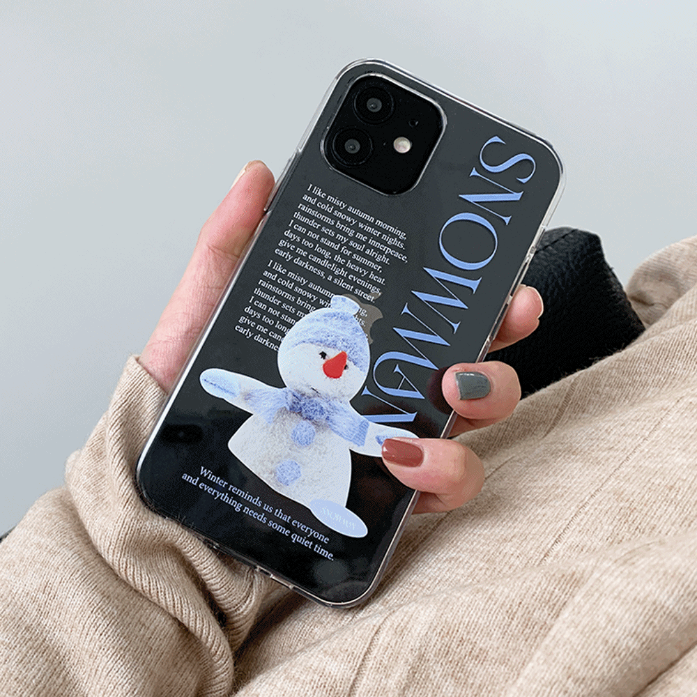 snowman 디자인 [클리어 폰케이스]아이폰14 13 12 미니 mini 엑스 프로 pro max 맥스 갤럭시 Z플립 스마트 변색없는 젤리 감성