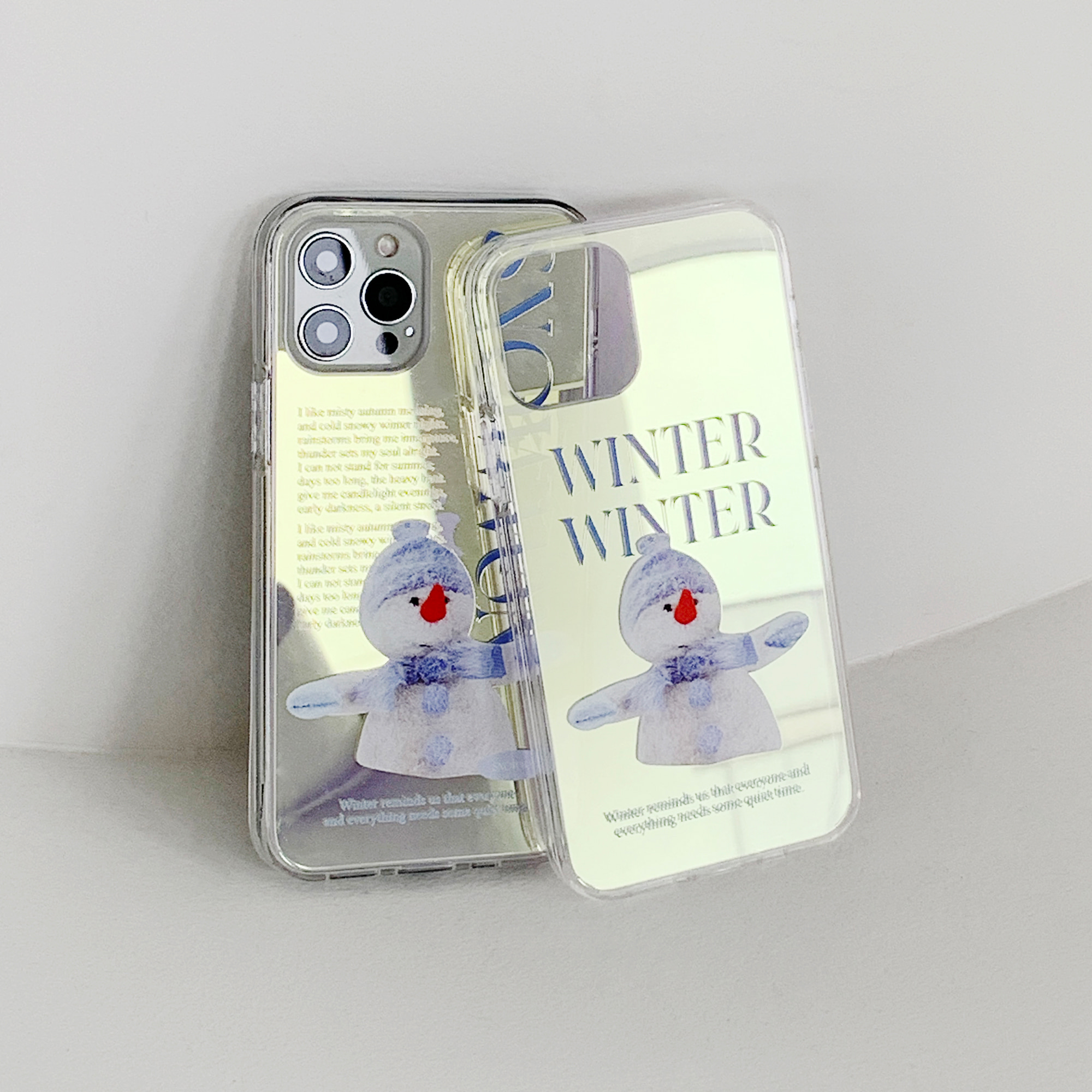 snowman 디자인 [글로시미러 폰케이스]아이폰14 13 12 미니 mini 엑스 프로 pro max 맥스 갤럭시 Z플립 스마트 변색없는 젤리 감성