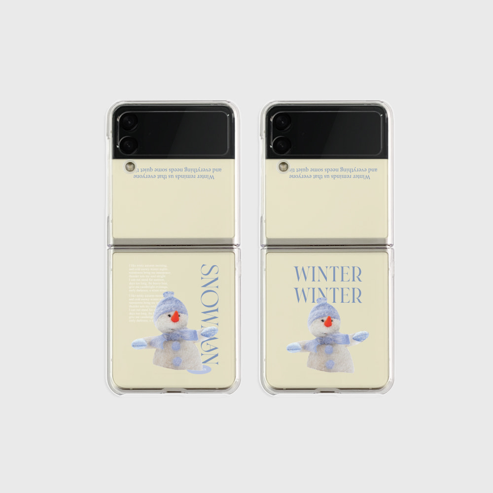 snowman 디자인 [제트플립 클리어하드 폰케이스]아이폰14 13 12 미니 mini 엑스 프로 pro max 맥스 갤럭시 Z플립 스마트 변색없는 젤리 감성