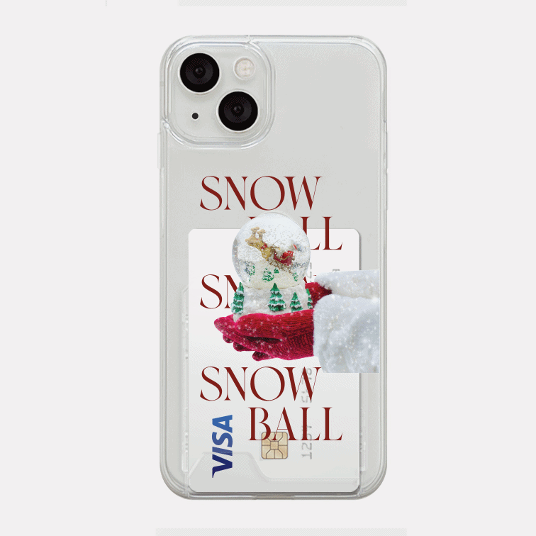 스노우볼 디자인 [투명 카드수납 폰케이스]아이폰14 13 12 미니 mini 엑스 프로 pro max 맥스 갤럭시 Z플립 스마트 변색없는 젤리 감성