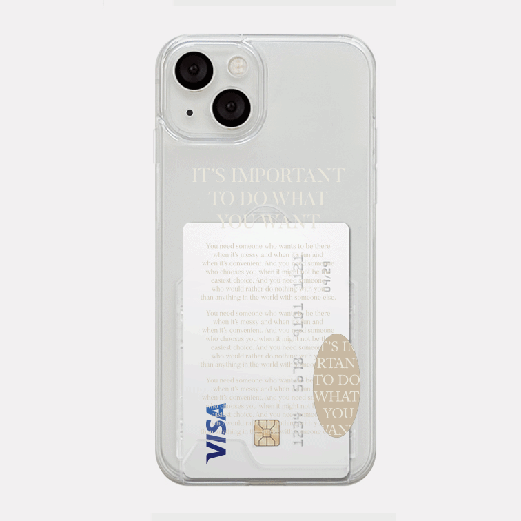 무드 베이지 레터링 디자인 [투명 카드수납 폰케이스]아이폰14 13 12 미니 mini 엑스 프로 pro max 맥스 갤럭시 Z플립 스마트 변색없는 젤리 감성