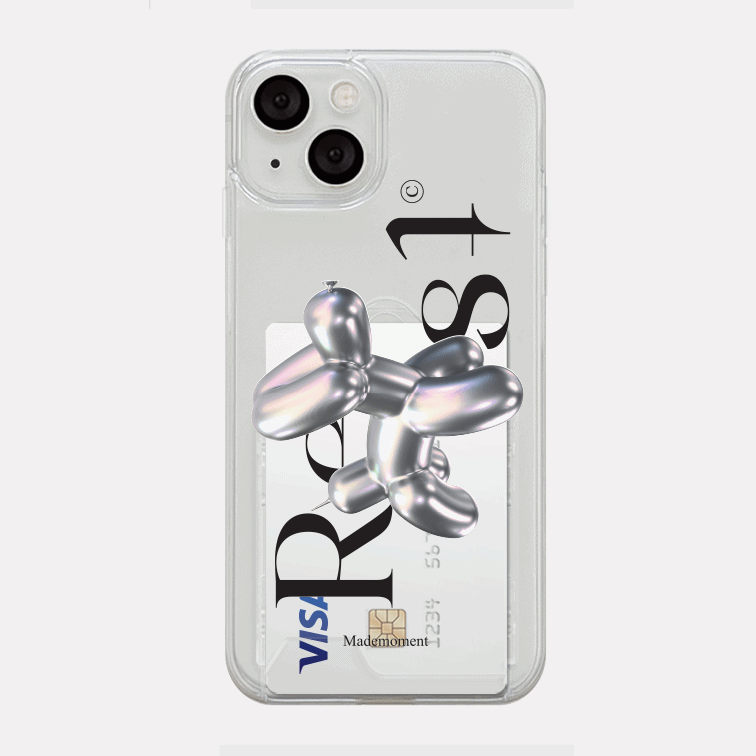 레스트벌룬 레터링 디자인 [투명 카드수납 폰케이스]아이폰14 13 12 미니 mini 엑스 프로 pro max 맥스 갤럭시 Z플립 스마트 변색없는 젤리 감성