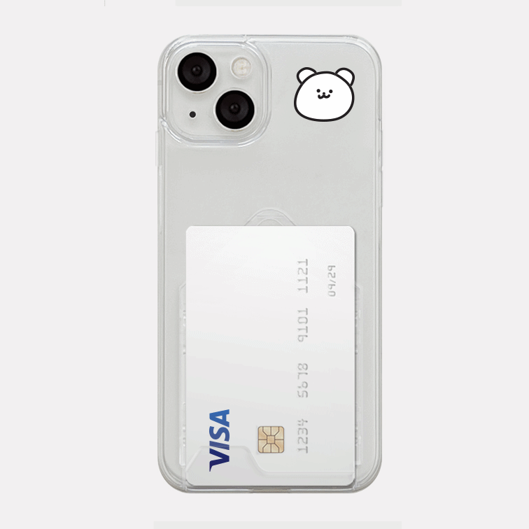 사이드 페이스모모베어 디자인 [투명 카드수납 폰케이스]아이폰14 13 12 미니 mini 엑스 프로 pro max 맥스 갤럭시 Z플립 스마트 변색없는 젤리 감성