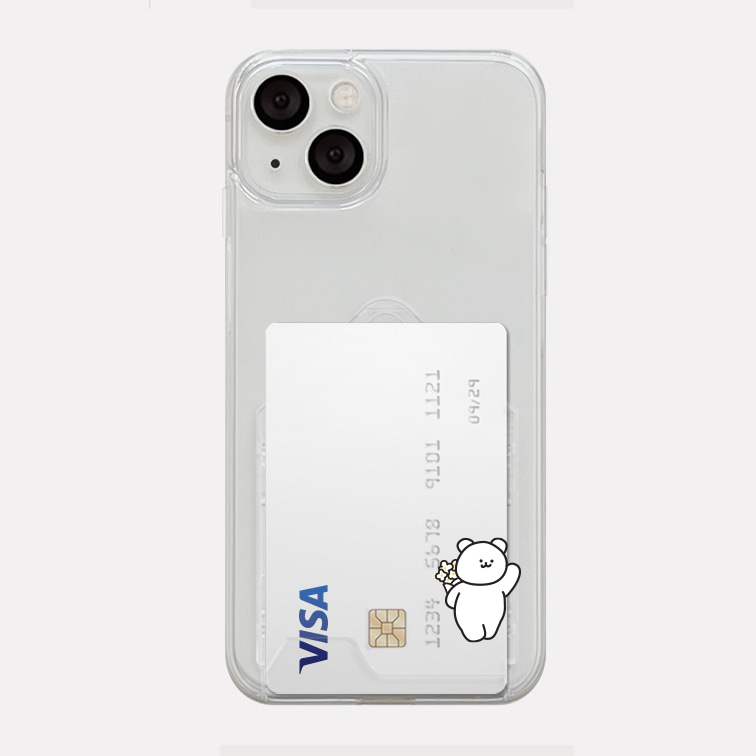 Dating 모모베어 디자인 [투명 카드수납 폰케이스]아이폰14 13 12 미니 mini 엑스 프로 pro max 맥스 갤럭시 Z플립 스마트 변색없는 젤리 감성