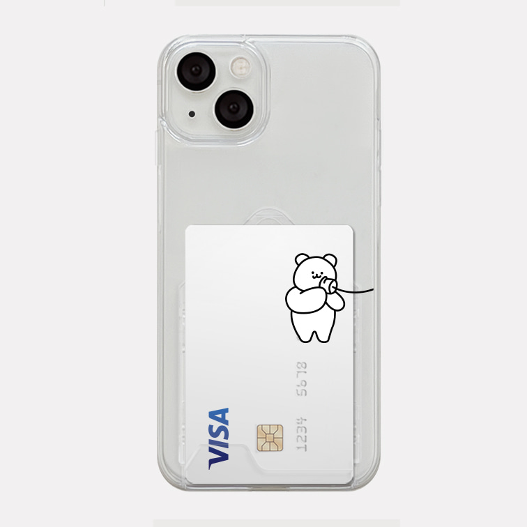속닥속닥 모모베어 디자인 [투명 카드수납 폰케이스]아이폰14 13 12 미니 mini 엑스 프로 pro max 맥스 갤럭시 Z플립 스마트 변색없는 젤리 감성