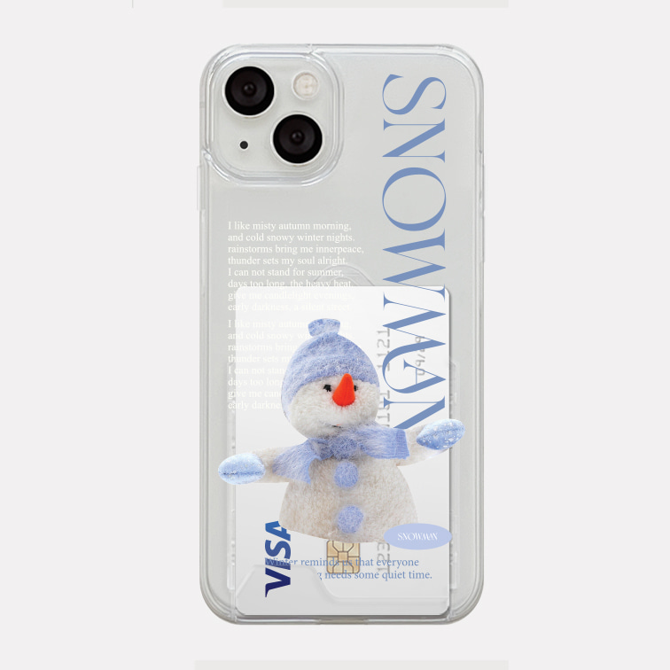 snowman 디자인 [투명 카드수납 폰케이스]아이폰14 13 12 미니 mini 엑스 프로 pro max 맥스 갤럭시 Z플립 스마트 변색없는 젤리 감성