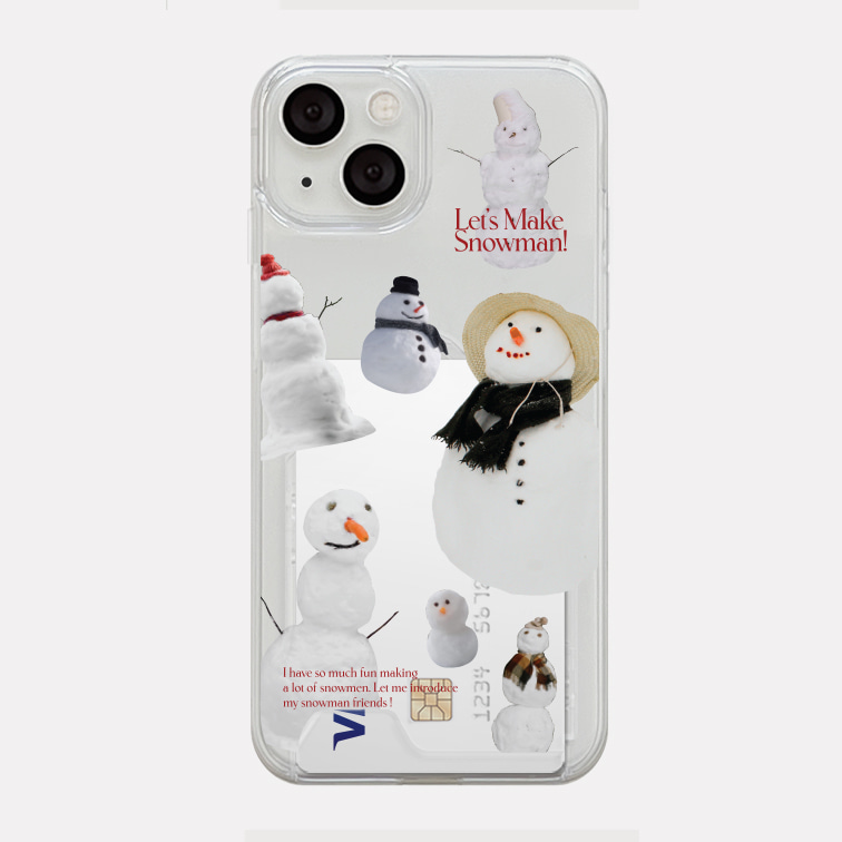 make snowman 디자인 [투명 카드수납 폰케이스]아이폰14 13 12 미니 mini 엑스 프로 pro max 맥스 갤럭시 Z플립 스마트 변색없는 젤리 감성