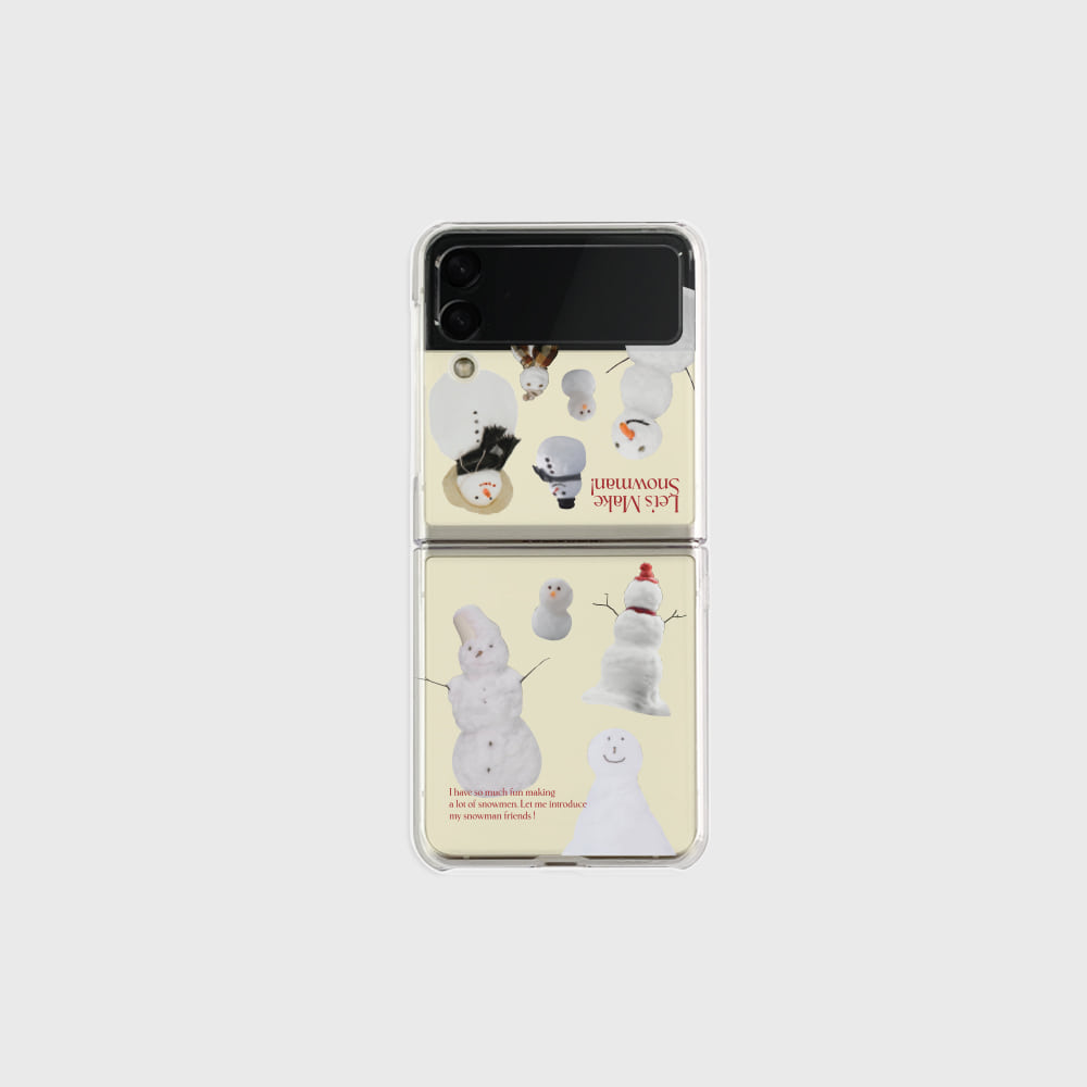 make snowman 디자인 [제트플립 클리어하드 폰케이스]아이폰14 13 12 미니 mini 엑스 프로 pro max 맥스 갤럭시 Z플립 스마트 변색없는 젤리 감성