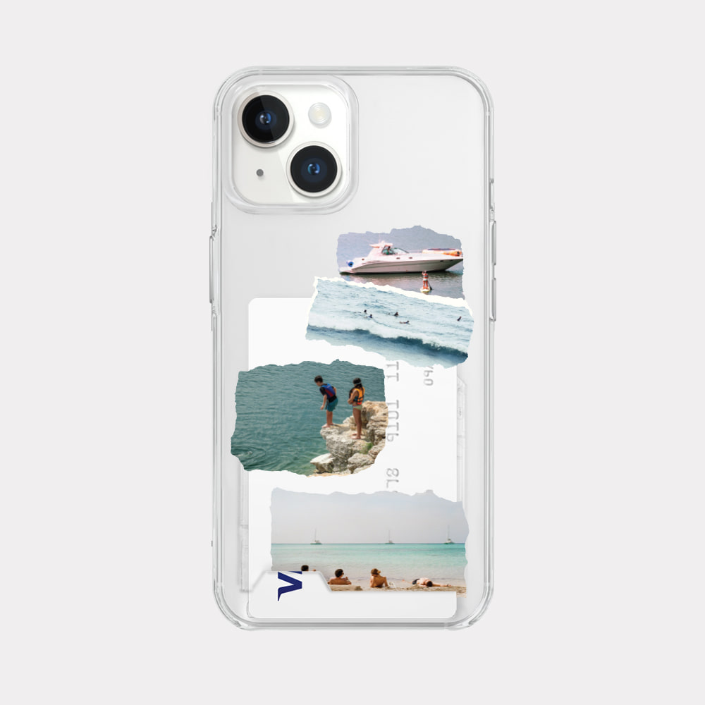 summer vacation 디자인 [투명 카드수납 폰케이스]아이폰14 13 12 미니 mini 엑스 프로 pro max 맥스 갤럭시 Z플립 스마트 변색없는 젤리 감성