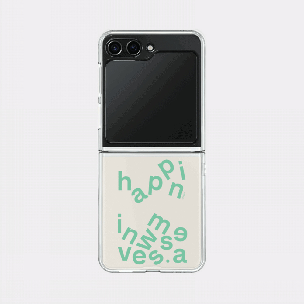 wave of happiness 레터링 디자인 [제트플립 클리어하드 폰케이스]아이폰14 13 12 미니 mini 엑스 프로 pro max 맥스 갤럭시 Z플립 스마트 변색없는 젤리 감성
