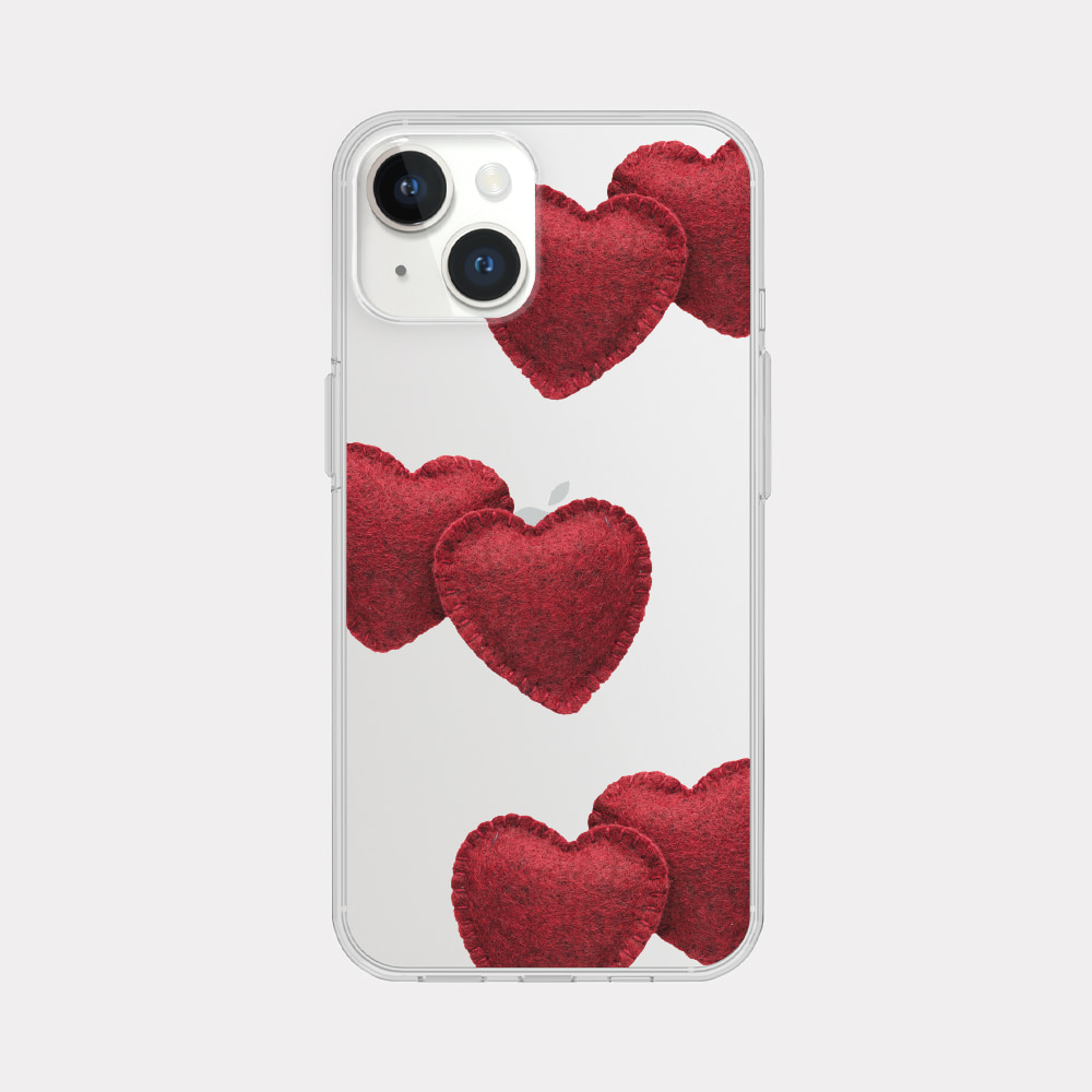 red felt heart pattern 디자인 [클리어 폰케이스]